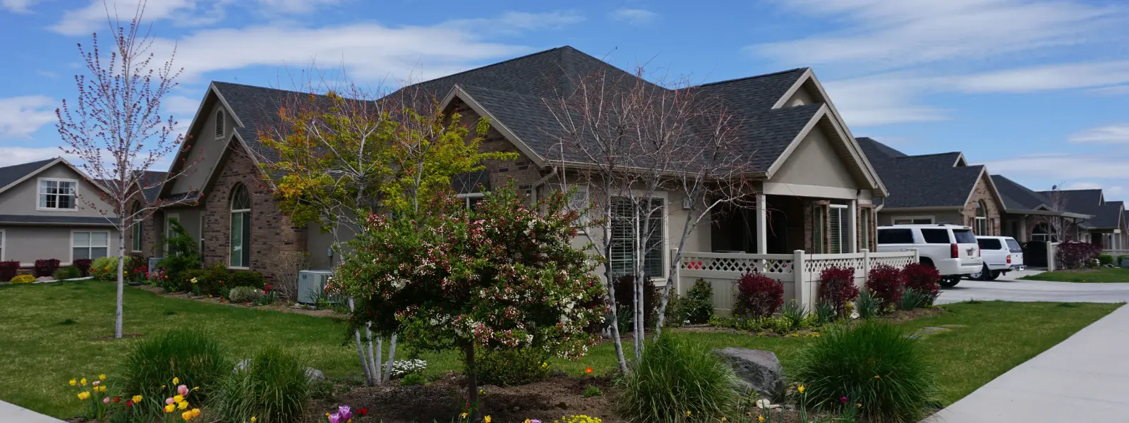 Front view of Springbrook Villas 55 and over community in Springville, UT